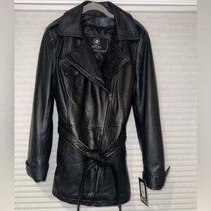 Whet Blu luxury leather mid-length moto style jacket. XL NWT